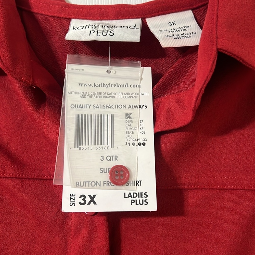 Cute Button Front Shirt. NWT Sz 3X - Picture 6 of 6